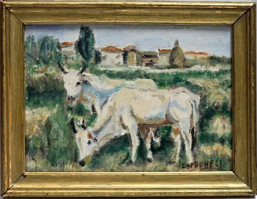 Dipinto mucche pascolo olio - dipinto,
