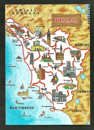 Mappa cartolina toscana italia - mappa,